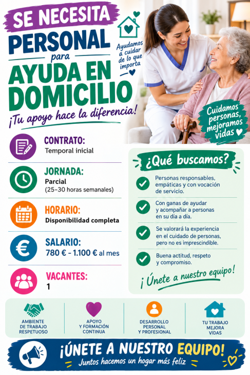 Se necesita personal para ayuda en domicilio