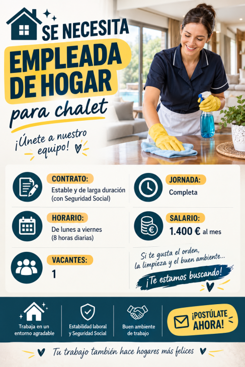 Se necesita empleada de hogar para chalet