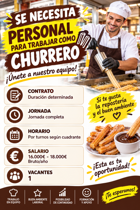 Se necesita personal para trabajar como churrero