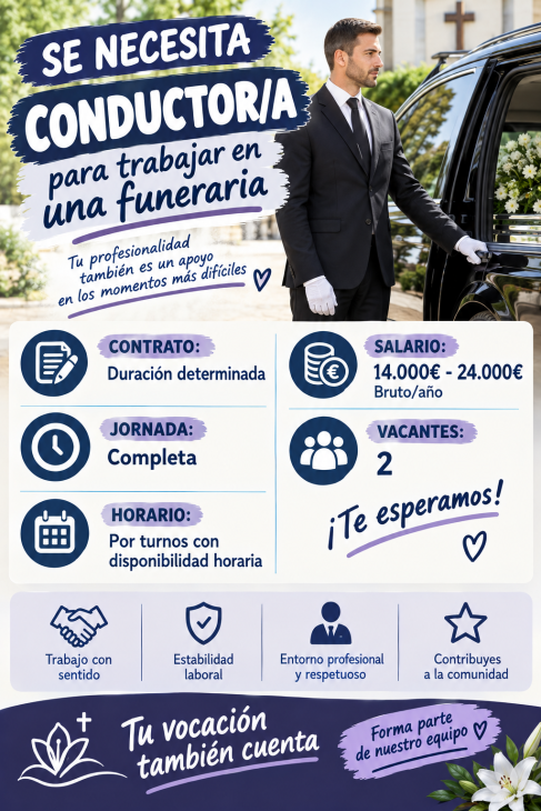 Se necesita conductor/a para trabajar en una funeraria
