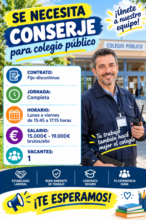Se necesita conserje para colegio público