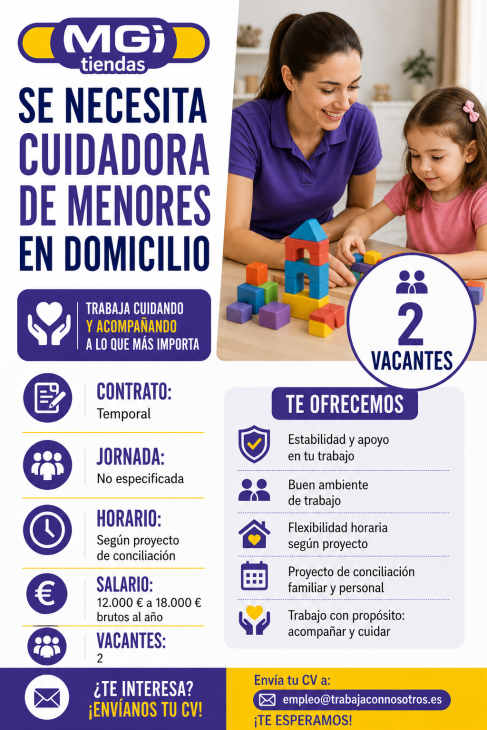 Se necesita cuidadora de menores en domicilio