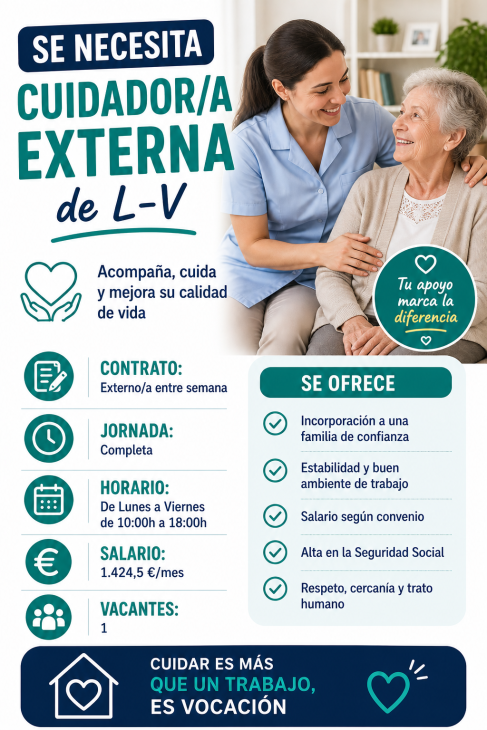 Se necesita cuidador/a externa de L-V