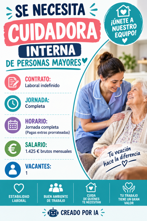 Se necesita cuidadora interna de personas mayores