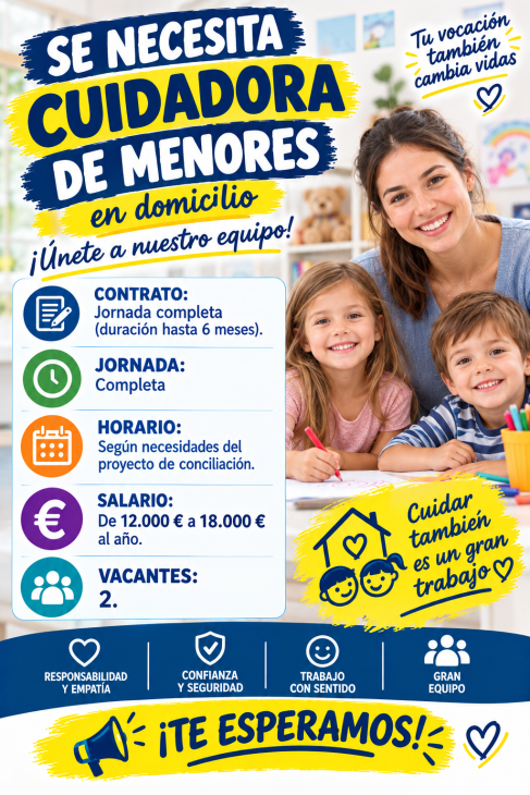 Se necesita cuidadora de menores en domicilio