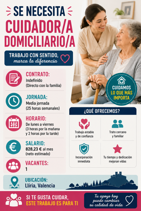 Se necesita cuidador/a domiciliario/a