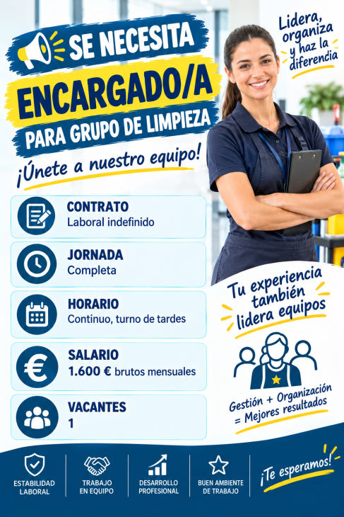 Se necesita encargado/a para grupo de limpieza
