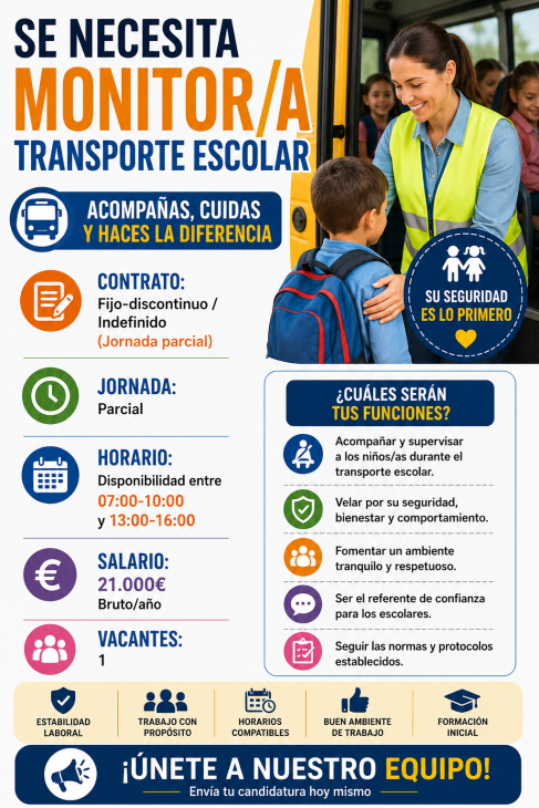 Se necesita monitor/a transporte escolar