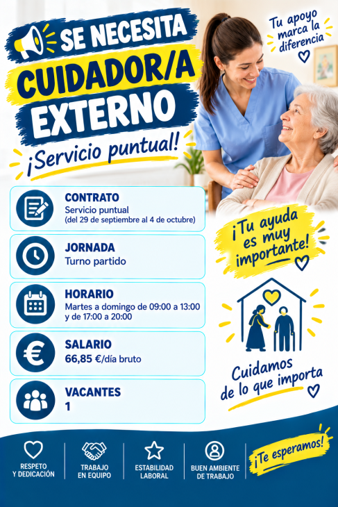 Se necesita cuidador/a externo (Servicio puntual)