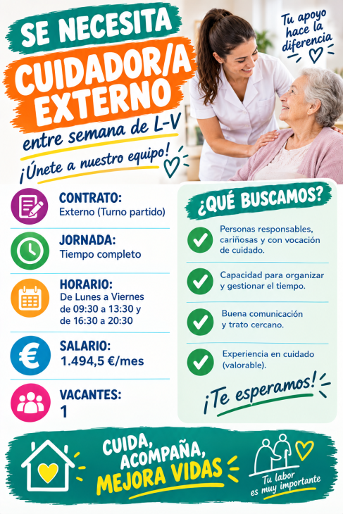 Se necesita cuidador/a externo entre semana de L-V