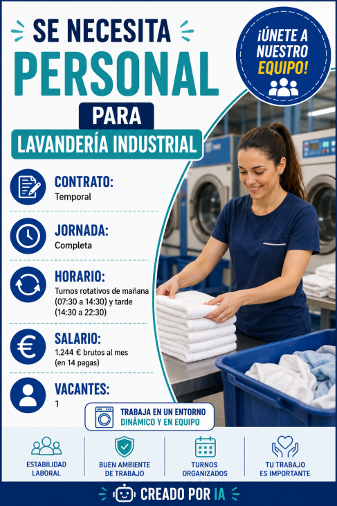 Se necesita personal para lavandería industrial