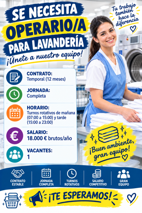 Se necesita operario/a para lavandería