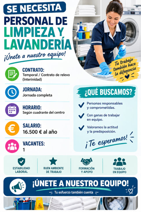Se necesita personal de limpieza y lavandería
