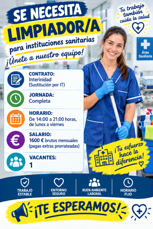 Se necesita limpiador/a para instituciones sanitarias
