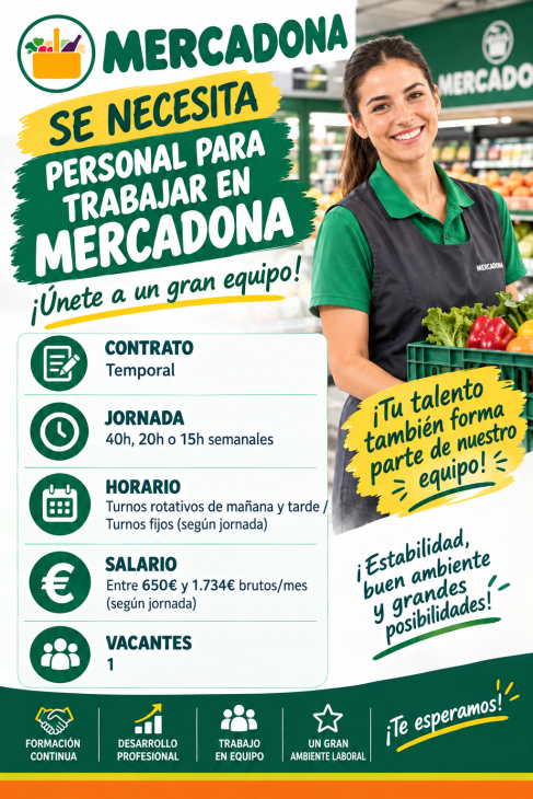 Se necesita personal para trabajar en Mercadona