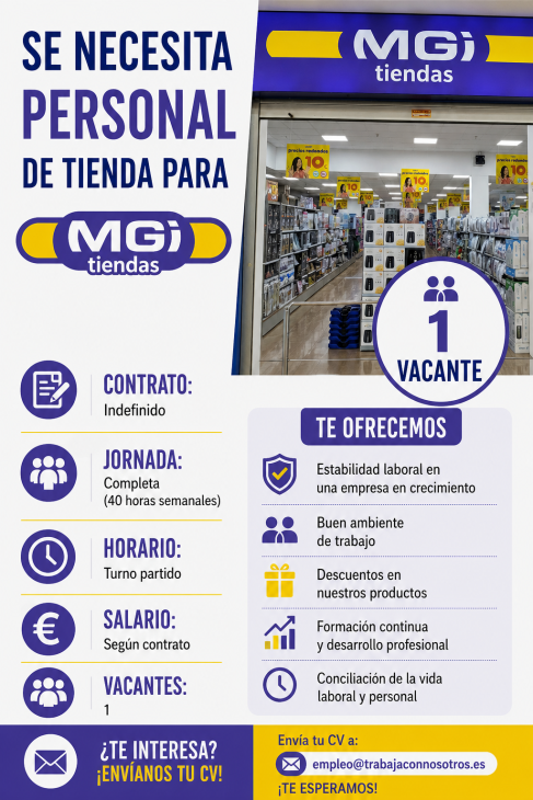 Se necesita personal de tienda para MGI