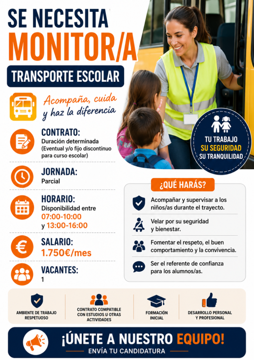 Se necesita monitor/a transporte escolar