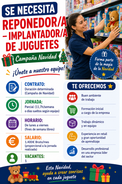 Reponedor/a – Implantador/a de Juguetes | Campaña Navidad