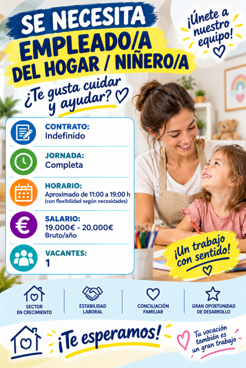 Se necesita empleado/a del hogar / niñero/a