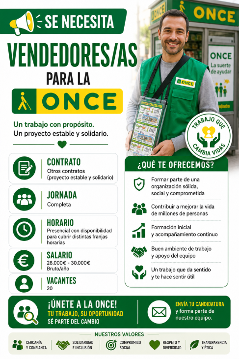 Se necesita vendedor/a para la Once