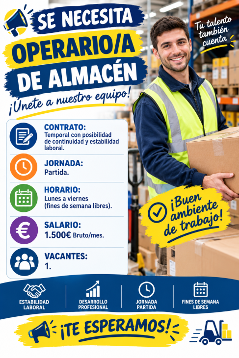 Se necesita operario/a de almacén