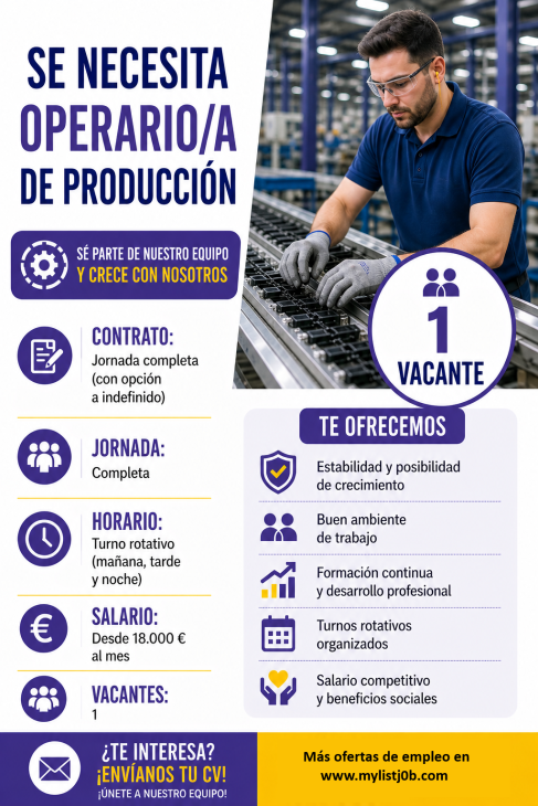 Se necesita operario/a de producción