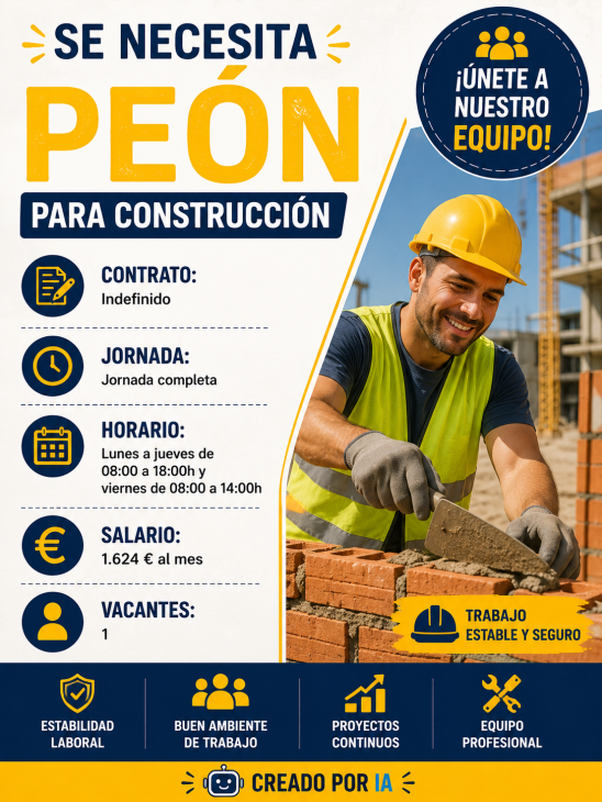 Se necesita peón para construcción
