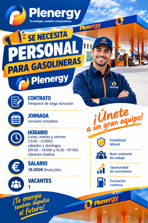 Se necesita personal para gasolineras Plenergy
