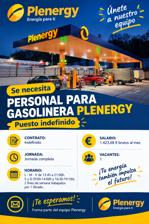 Se necesita personal para gasolinera, puesto indefinido