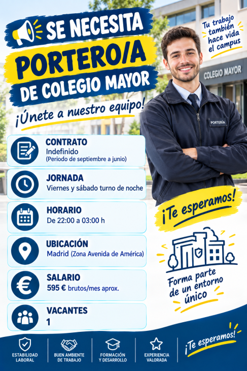 Se necesita portero/a de colegio mayor