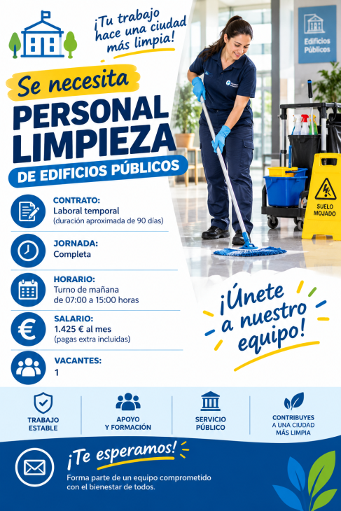 Se necesita personal limpieza de edificios públicos