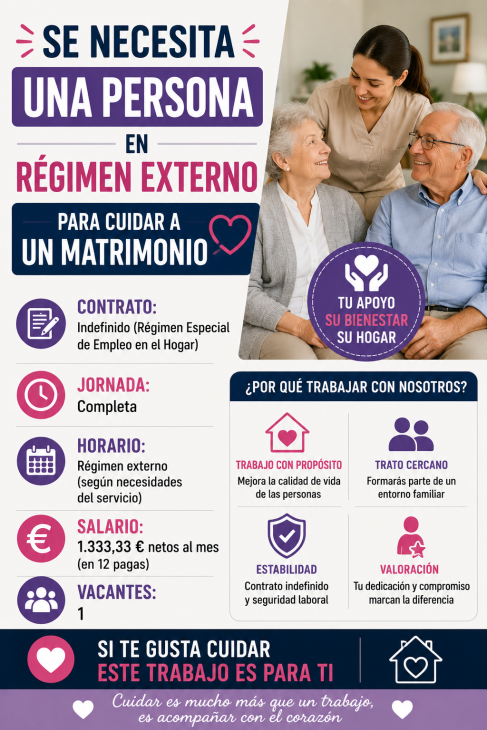 Se necesita una persona en régimen externo para cuidar a un matrimonio