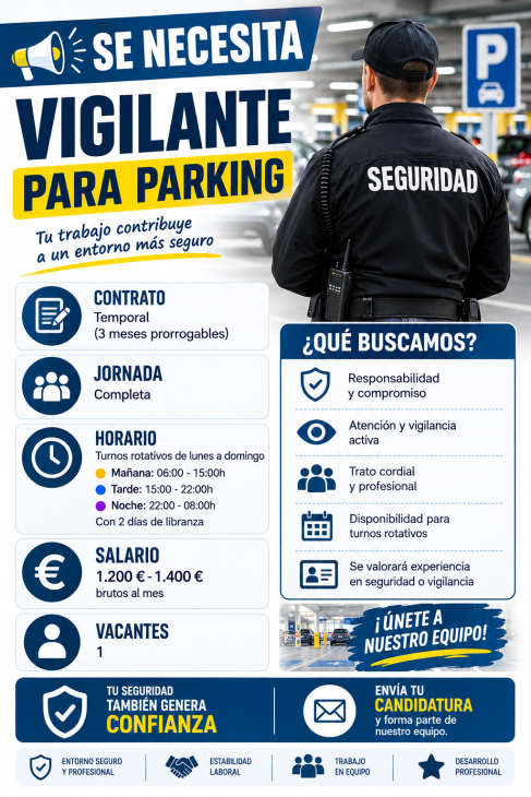Se necesita vigilante para parking