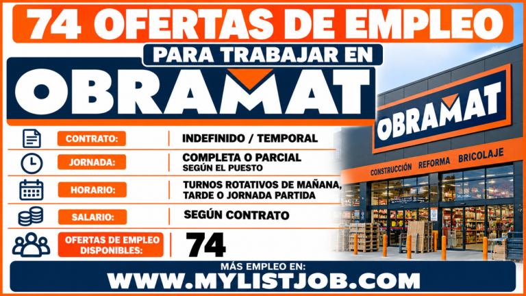 74 ofertas de empleo para trabajar en Obramat