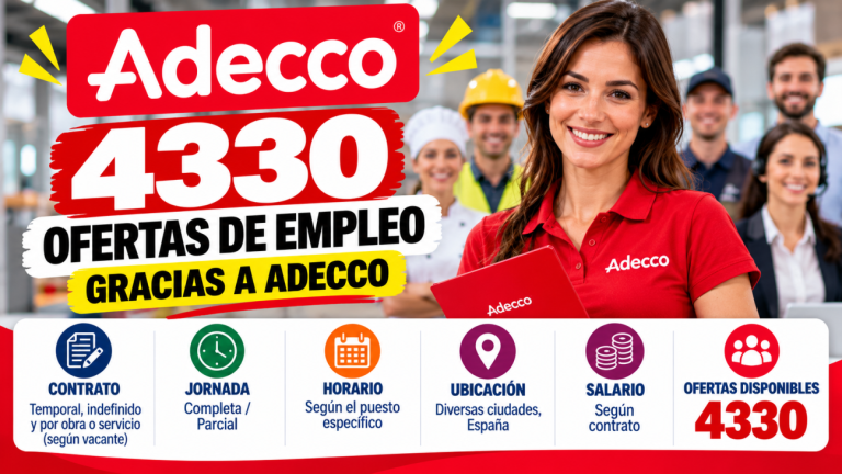 4330 ofertas de empleo gracias a Adecco