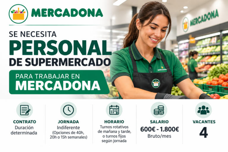 Se necesita personal de supermercado para trabajar en Mercadona