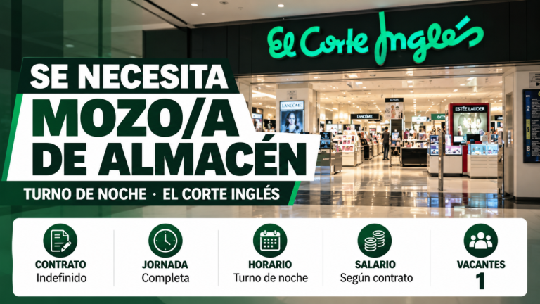 Se necesita mozo/a turno de noche para trabajar en el Corte Inglés