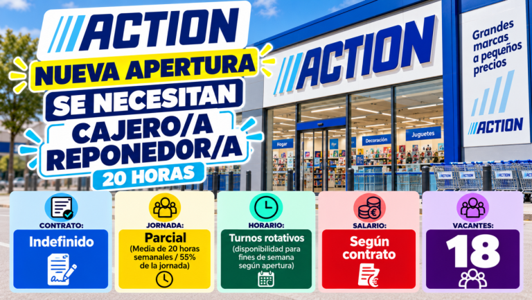 Cajero/a Reponedor/a 20 horas Nueva apertura Tiendas Action