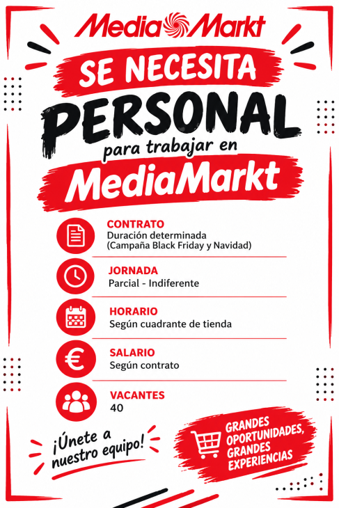 Se necesita personal para trabajar en MediaMarkt