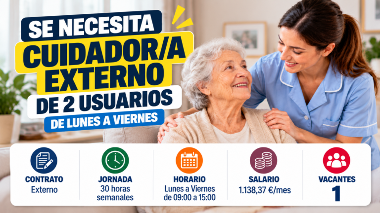 Cuidador externo de 2 usuarios de lunes a viernes