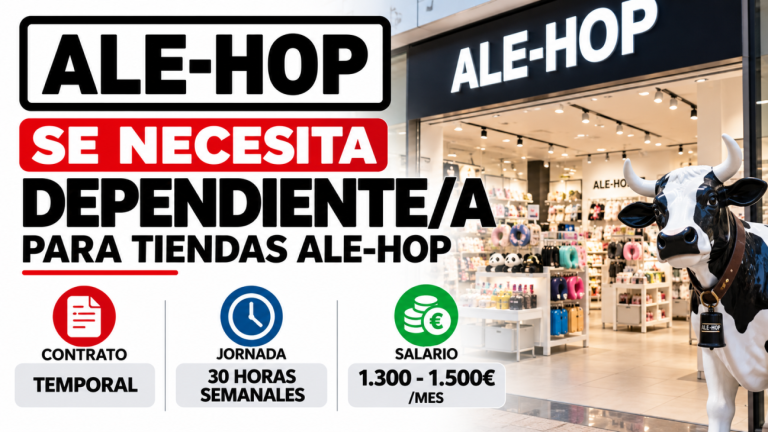 Se necesita dependiente/a 30hs para tiendas Ale-Hop