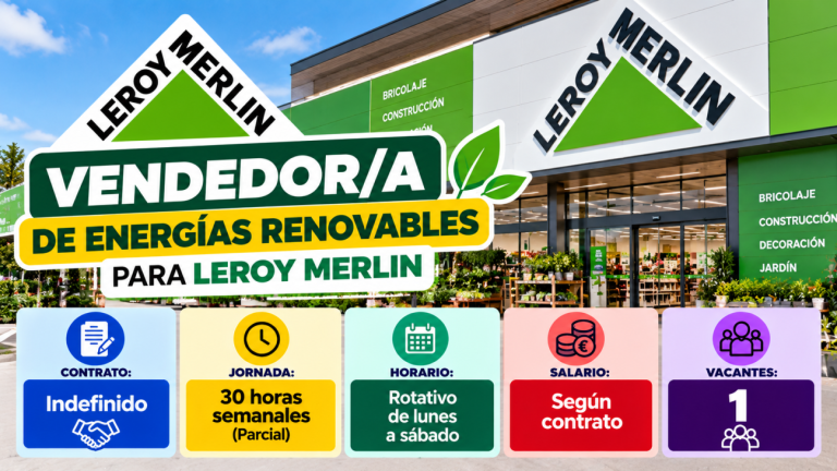Vendedor/a de energías renovables para Leroy Merlin  – Contrato Indefinido (30h)