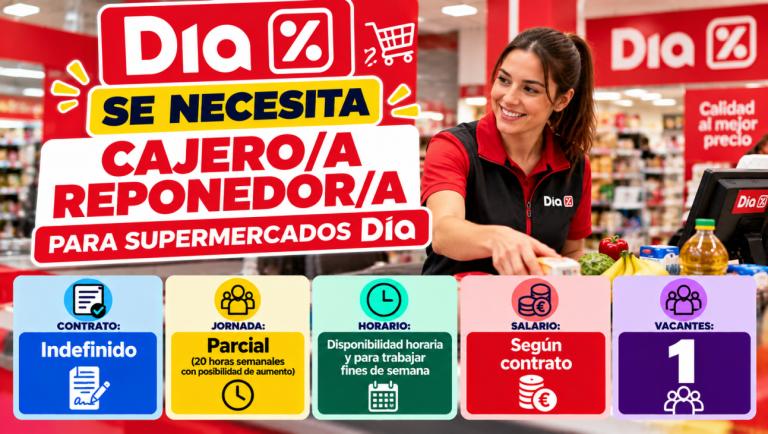 Se necesita cajero/a reponedor/a para supermercados Día