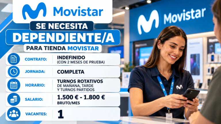 Se necesita dependiente/a para tienda Movistar