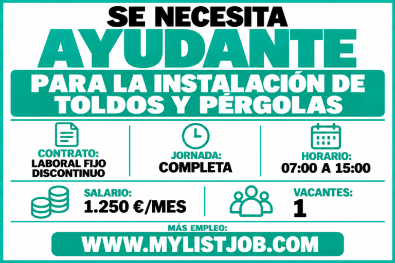 Se necesita ayudante para la instalación de toldos y pérgolas