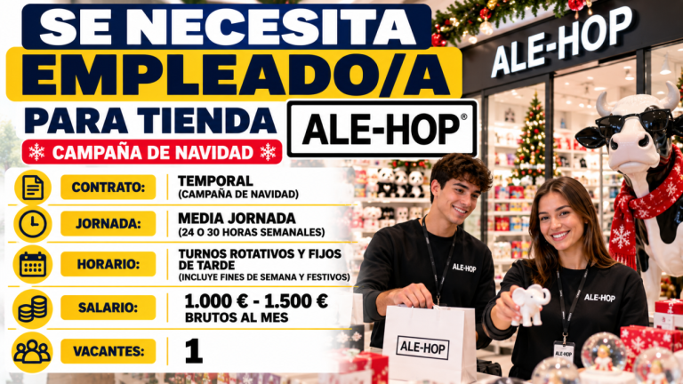 Se necesita empleado/a para tienda Ale-Hop campaña de navidad