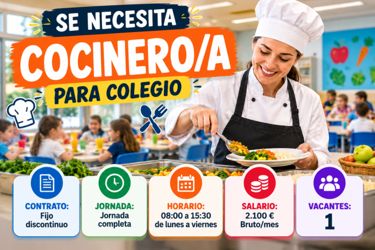 Se necesita cocinero/a para colegio