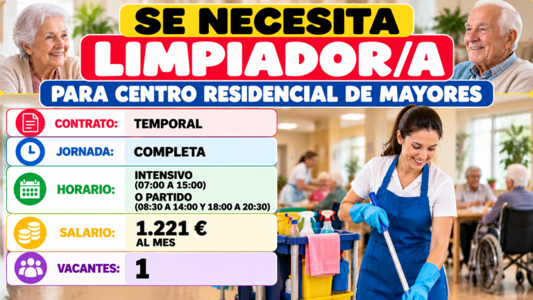 Se necesita limpiador/a para centro residencial de mayores