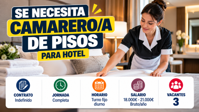 Se necesita camarero/a de pisos para hotel