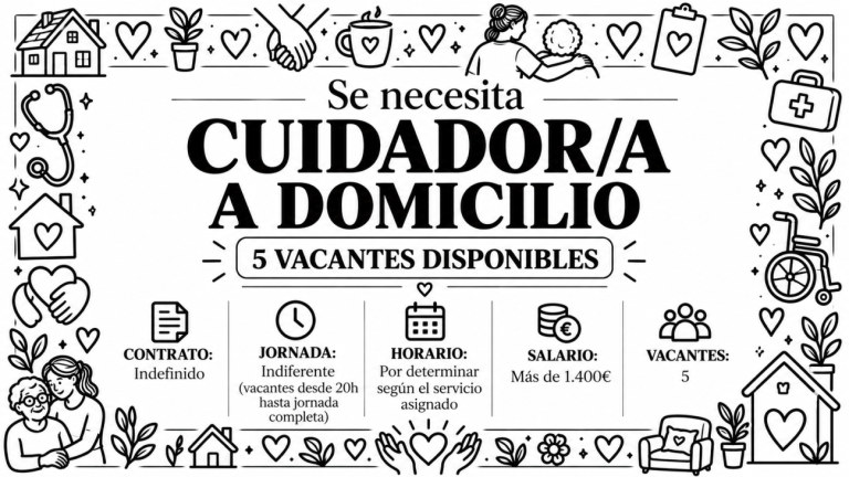 Se necesita cuidador/a a domicilio 5 vacantes disponibles